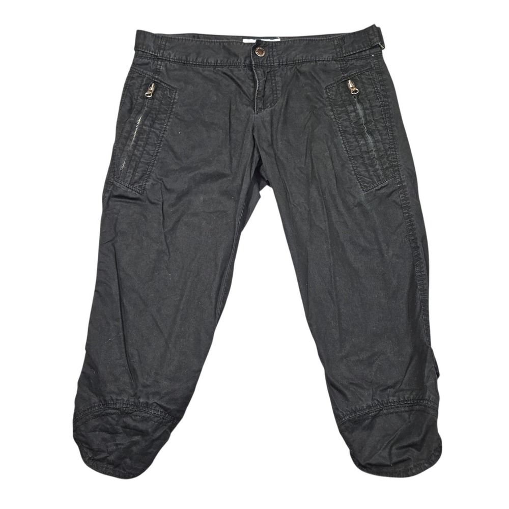 Armani Exchange VTG Y2K Utility Capri Pants Black Cotton Sz 4 - Picture 1 of 5
